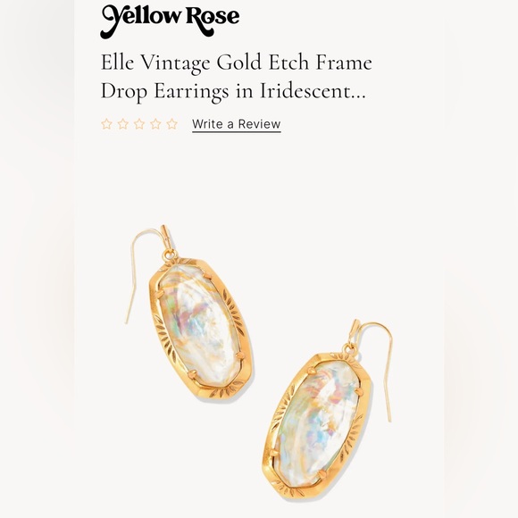 Kendra Scott Yellow Rose Elle vintage gold earrings in Iridescent Abalone - Picture 1 of 6